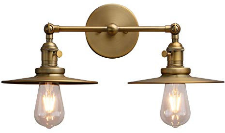 Phansthy Wandleuchte,2 Flaming,Metall-Schirm,Vintage Industrie Loft-Wandlampe,Antik Deko Design,Landhausstil,E27,Wandbeleuchtung,Küchenwandleuchte (antike Farbe)