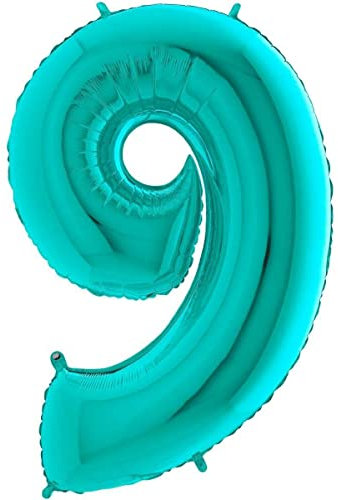 Grabo Riesen Zahlen Folienballon 66 cm (26) Farbauswahl – Perfekte Deko für Geburtstage, Jubiläen & Feiern – Happy Birthday - für Helium und Luft! Wiederverwendbar! (Tiffany Türkis, 9)