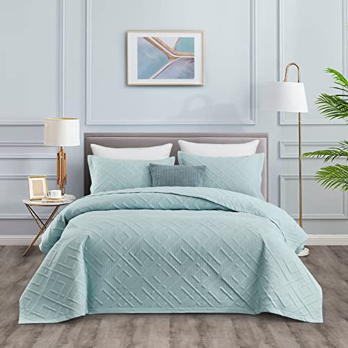 CHIXIN Tagesdecke 170x210 cm Bettüberwurf Steppdecke Patchwork Wendedesign Bettdecke Stepp Decke 2 Teilig Tagesdecken mit 1 Kissenbezug 50 x 70cm, Aqua blua
