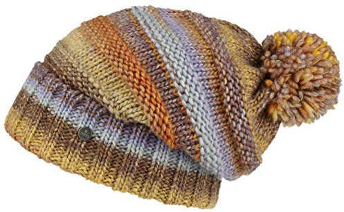 LIERYS Fauske Bommelmütze Damen Herren Pudelmütze mit Schurwolle Made in Germany Gestrickt Oversize Wollmütze Herbst Winter gelb One Size