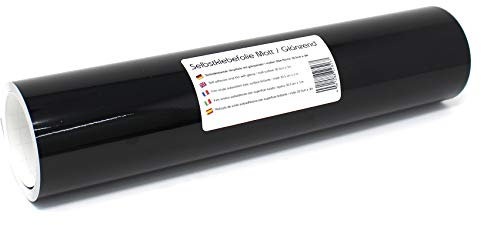 Finest Folia 3m x 31cm Plotterfolie 105 Farben Matt/Glänzend Selbstklebend Bastelfolie zum Plotten Möbelfolie (070 Schwarz, Glanz)