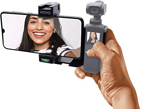 Movo OPR50 Smartphone Video Rig kompatibel mit DJI OSMO Pocket 1, 2 – inklusive Smartphone Halterung und 2 x Schuhhalterung für Video Mikrofon, Video Licht und mehr – TelefonStabilisator für