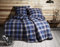 Klassische Karo Feinflanell Bettwäsche blau weiß 240x220 + 2X 80x80