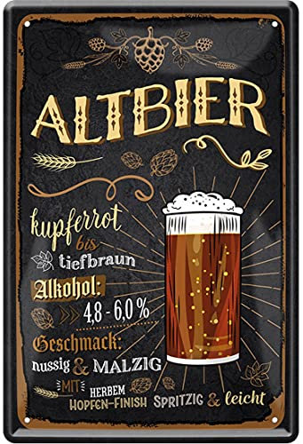HHS Biersorten Deko Witzige Bier Blechschilder Biertrinker Wandschild Türschild Kneipe Bar Pup Bistro (20 x 30 cm, Altbier - kupferrot bis Tiefbraun 1813)