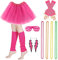 M MUNCASO Costume de déguisement des années 80, ensemble de costumes de fête des années 80 jupe tutu adulte avec jambières gants en résille boucles d'oreilles pour la fête rétro des années 80