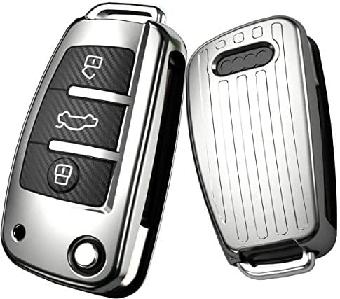 Gleamydot Autoschlüssel Hülle Kompatibel mit Schlüsselhülle Audi A1 A3 A6 TT Q2 Q7 S3 Auto Zubehör (Silber), Silber4