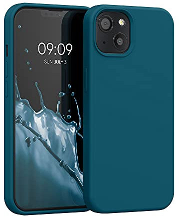 kwmobile Handyhülle für iPhone 13 Hülle, für iPhone 13 Case - Hülle Silikon - kabelloses Laden - Petrol matt