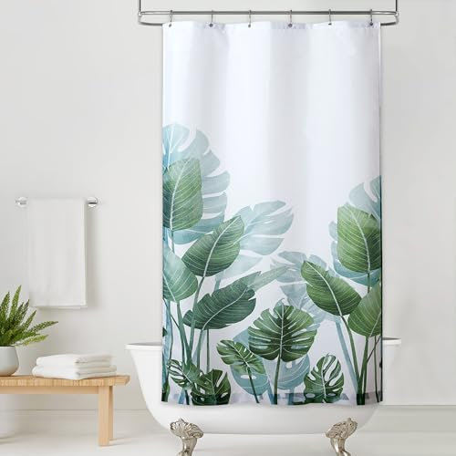 KGORGE Duschvorhang für Badezimmer, wasserdicht, tropische Blätter, Pflanzenmuster, Sichtschutz, Badezimmer-Dekor für Badewannen, Toilette, Spa, B 91,4 x L 183,9 cm, Haken enthalten