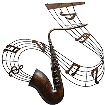 MLSJM Wand-Kunst-Dekor-Wand-Skulptur, amerikanisches Saxophon Musiknote dekorative Metall-Wand-Skulptur für Hausbar-Instrument-Handwerk-Geschenk-Wand-Ansicht