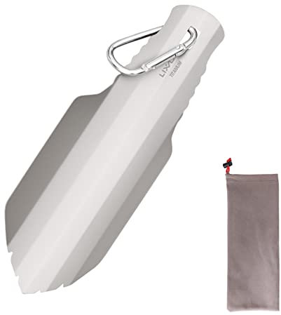 Lixada Mini pelle de jardin en titane 20,5 cm, pelle à excavation portable robuste pour le jardin, le camping, la plage, la randonnée
