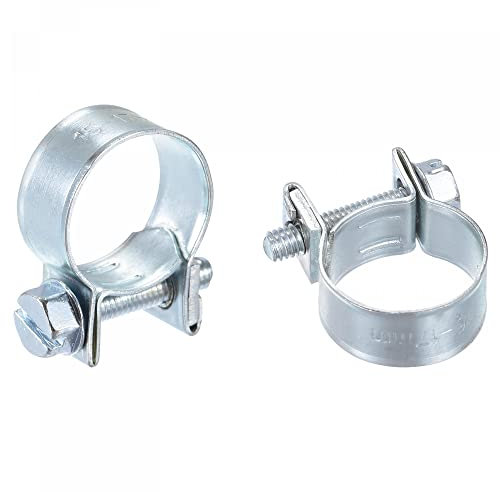 sourcing map 15-17mm Mini Fuel Injection Hose Clamp Zinc Plated Steel Fuel Line Clamp 10pcs