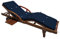 Detex® Auflage Liege wetterfest UV-beständig Schlaufen Zugband 5cm Dicke Polster Gartenmöbel Sonnenliege Gartenliege 195x55x5cm Zierknöpfe Blau