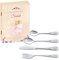Maverton Kids Silverware in a Wooden Box – Personalised Animals Cutlery Set – Stainless Steel Engraved Utensil Set – for Girls - Angel
