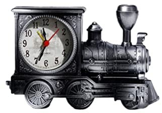 Toyvian Eisenbahnuhr und Wecker Leichtem mit Uhr Kreativer aus Abs Lustige Design Silberner Farbe Zufälliger Stil Tischornamente für Schlafzimmer und Studentenräume