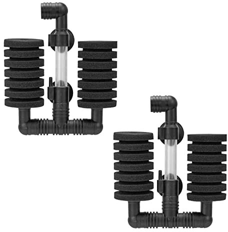 TOKSEO 2 Stück Schwammfilter Aquarium Set, Luftheber Aquarium Filter für Biologische und Mechanische Filterung