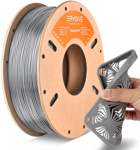 ERYONE TPU Filament 1.75mm, 3D Printer Filament,Flexible 95A TPU, +/-0.03mm, 1kg 1 Spool(2.2 LBS), Gray