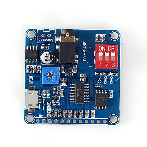 DollaTek Módulo de reproducción de sonido de voz Arduino MP3 módulo UART I/O Trigger Clase D Amplificador placa 5 W 8 M memoria tarjeta SD/TF