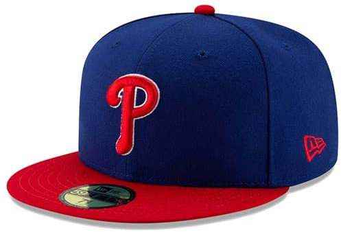New Era MLB 59FIFTY 2-Tone Authentic Collection Fitted On Field Game Cap Hat (as1, Numeric, Numeric_8, Philadelphia Phillies), Blau, 8