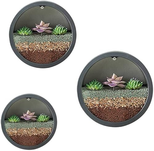 RAHYMA Lot de 3 Pots de Fleurs muraux Ronds Modernes de 7/9/11 Pouces à Suspendre au Mur (Color : 3pcs Black)