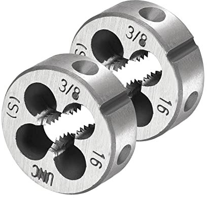 CoCud 2Stk Rund Schneideisen 3/8-16 UNC Gewinde 9SiCr Legierung Werkzeug Stahl Schraube Fräsen Werkzeuge - (Anwendung: für Machine Gewinde Reparatur)