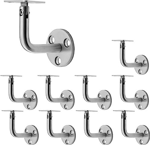 10x Schürberg Edelstahl Handlaufhalter, Handlaufträger, Wandhalter für flache und runde Geländer - Massive und schwere Qualität (10, Modell B - Flach)