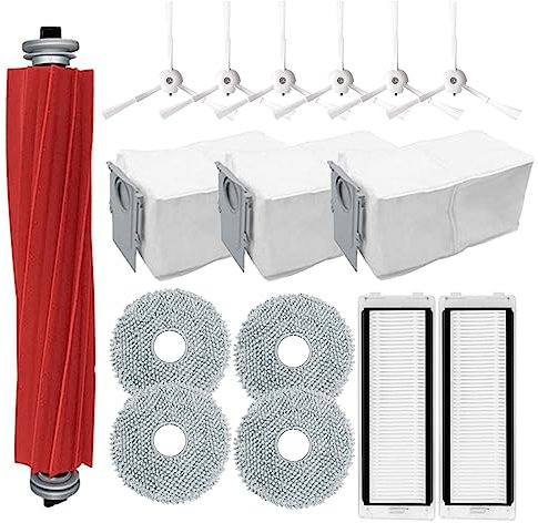 Odashen Lot de 16 accessoires de rechange pour robot aspirateur Roborock Q Revo/Roborock P10 avec brosse principale, chiffon serpillère, sac à poussière, filtre, brosse latérale