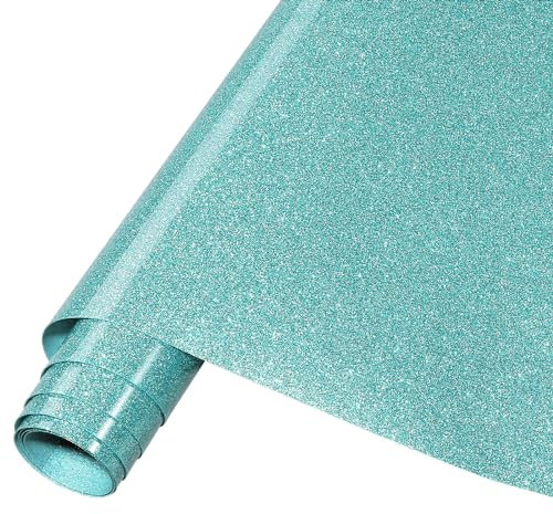 Tintnut Blue Glitter HTV Vinyl Roll -12 x5ft Mermaid Blue Glitter Heat Transfer Vinyl Shinny Glitter Iron On Vinyl for T-Shirts Glitter HTV