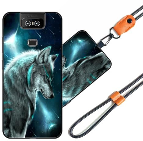 JEZSTHAI Custodia Compatibile con ASUS Zenfone 6 ZS630KL Cover in Silicone TPU Morbido con Cordino/Laccio Tracolla Cellulare,Antiurto AntiGraffio Protettiva Bumper Case con Disegno Motivi,A06