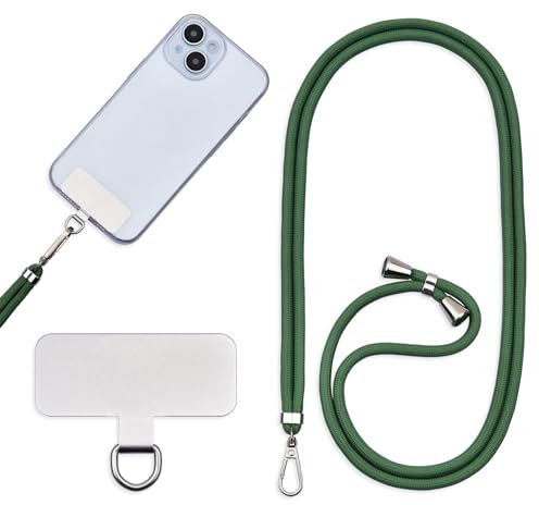 Cordon Para Movil Correa Movil Universal,Pegatinas Metálicas Para Teléfonos Móviles, Cuerdas Ajustables, Tirantes O Tirantes Para Liberar Las Manos. (Verde hierba)