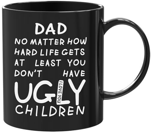 Gifts for Dad Grandpa, Black Coffee Cup 330ml Funny Mug Gifts from Daughter Son, Fathers Day Presents for Dad Birthday Christmas