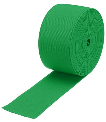 QUARKZMAN 5cm Gummiband Breit zum Nähen, 4.158 Meter Elastic Rubber Band, Breites Gummiband für Hosen, Bund, Stoffe zum Nähen (Grün)