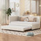 Merax Schlafcouch 90 x 200 cm mit Ausziehbett, Multifonctionnel Couch Bett mit Lattenrost, Samtstoff, Beige (Ohne Matratze)