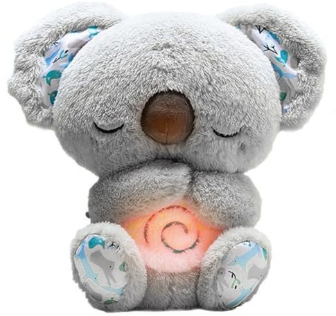 RuiDay Koala apaisant, Loutre Qui Respire, Loutre Veilleuse Bébé Doudou Loutre BéBé, Peluche Koala Calin Naissance Fille et GarçOn Nouveau Né (Version de Base, Gris)