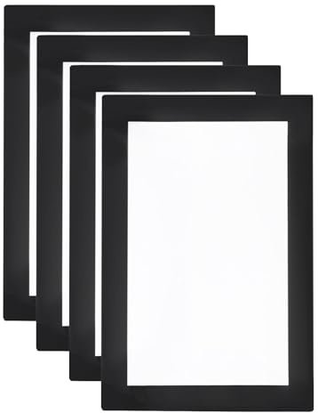QUARKZMAN 4 Stück A6 Magnetrahmen, Info-Rahmen Selbstklebend Aufklappbarer | Magnetrahmen mit Magnetverschluss, Bilderrahmen für Dokumente, Poster, Hinweise, Schwarz (18x12.5cm)