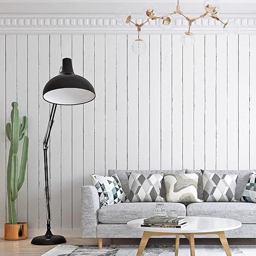 HANGJINLI Papier peint 3D blanc Imitation de grain de bois Papier peint de luxe maison Chambre Salon Décoration murale minimaliste non tissé (0.53x9.5m)