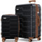 Vipbox Kofferset 2 Teilig Hartschale 55+75cm (3 Jahre VIP-Service) Erweiterbar Polycarbonat Leicht Ultra-Langlebige Trolley Handgepäck Reisekoffer mit Rollen und TSA Schloss, Premium Schwarz