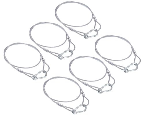PATIKIL Cavo di Sicurezza in Acciaio Inossidabile 31,5/80cm, 6pz 3,3mm Sicurezza Flessibile Cavo Lucchetto a Doppio Ring con Ganci per Illuminazione Palco Bagagli, Argento