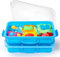 sikmcle Bac à sable sensoriel à partir de 3 ans avec couvercle et poignée, bac à sable sensoriel portable pour enfants, plateau d'activités en plastique pour tout-petits (lot de 2, bleu)