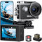 Dragon Touch 4K30FPS Action Camera Vision 3 20MP 100FT Underwater Camera 170° Wide Angle WiFi Sports Waterproof Cam with Remote 2 Batteries and Mounting Accessories Kit