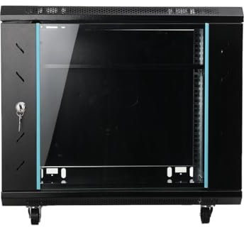 NICCOO 9U Server Rack Data Cabinet Wall Mounted Storage Rack for Home, Office, Server Room Computer Equipment with Lockable Glass Door and Wheels