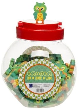 20 Radiergummi grüne Eule Eraser Rainbow