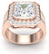 Bague en argent plaqué or rose Bague en diamant zircon cubique taillée au diamant, bague double halo, demi-bague infinie (66)