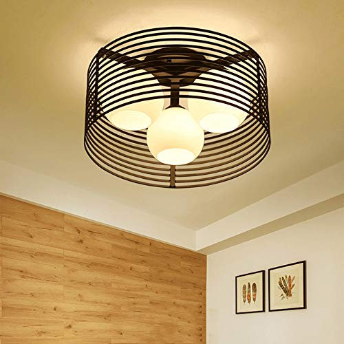 PTLYE Lustre Plafonniers 3 Lumières Plafonnier Duplex Bâtiment Grand Lustre Villa Escalier Suspension Lustre Escalier Boules De Verre Suspension E27 Culot -Blanc (Noir)