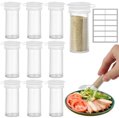 10er Set Mini Salzstreuer für Unterwegs, Extra kleine Salzstreuer für unterwegs, Camping, Brotdose und Bento-Box（9ml-aus Acryl）