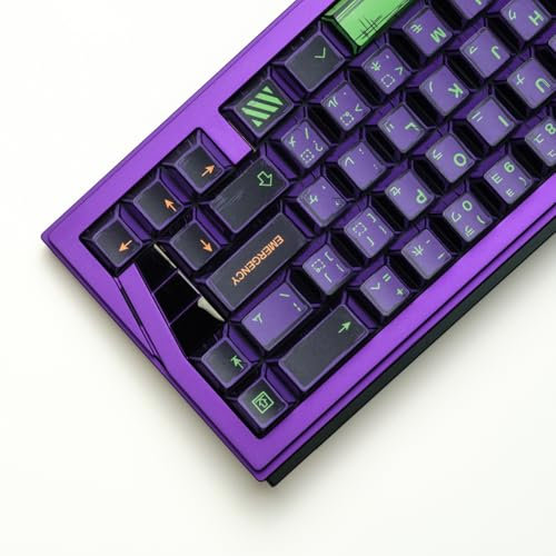 ULTRAEQUIP PBT Keycaps Manga Theme 151 Keys Japenese Character Cherry Profile Dye Sub Purple and Green Keycaps for Mechanical Keyboard Key Cap