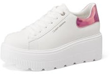 QUEEN HELENA Sneakers Platform Scarpe da Ginnastica Alte con Zeppa Casual Donna X32-11 (Bianco e Rosa, Sistema Taglie Calzature EU, Adulto, Donna, Numero, Media, 36)