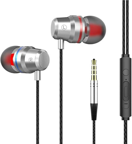 Earphones, Wire In-ear Headphones Earphones Wired with Microphone and Volume Control Sound of Freedom Wired Earbuds for Samsung, Android, Smartphones and 3.5mm Devices (SILVER)