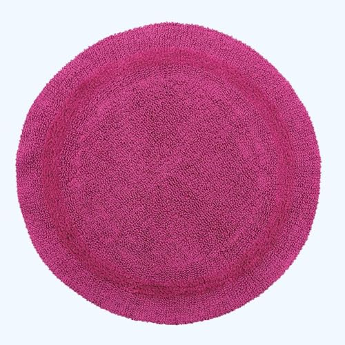 Homescapes Runde Badematte Himbeer, Premium Badvorleger 80 cm, Badteppich Baumwolle mit Wende-Design