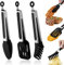 Leseed Küchenzange Silikon 3er-Set, 27cm Edelstahl Zange Küche mit Silikonspitzen, Hitzebeständige (230 °C) | Grillzange Silikon mit 3 Haken | Grill, Pasta & Salad Cooking Utensils, Spülmaschinenfest