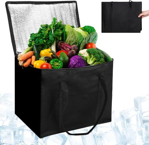 2 Stück Kühltasche Groß, 30L Große Kühltasche Faltbar Einkaufstasche Thermotasche Thermobox für Essen & Getränke, Isoliertasche für Outdoor Reisen BBQ Camping